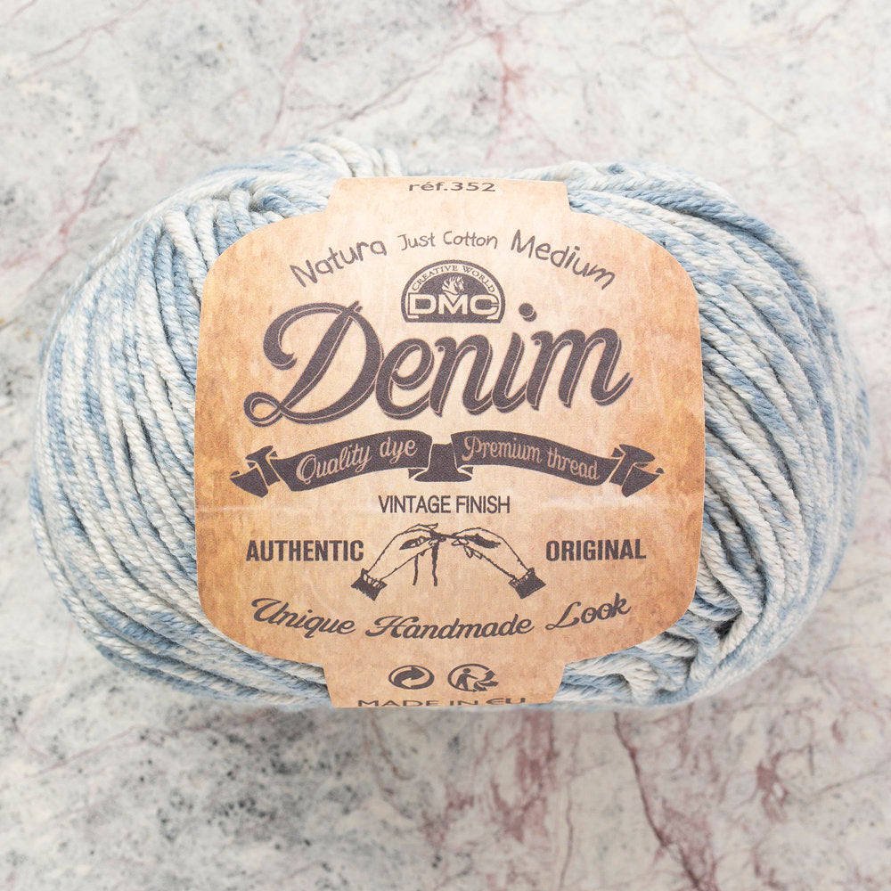 DMC Natura Denim Mavi Beyaz El Örgü İpi - 137